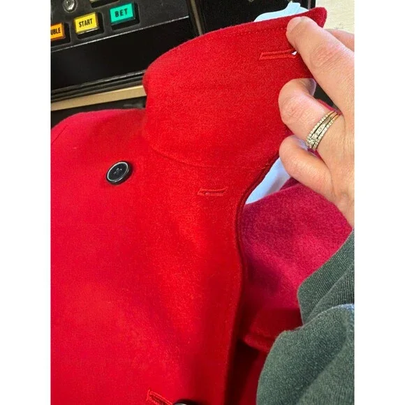 Old Navy Women’s Red Wool Blend Double Breasted Coat Jacket Size M - Picture 8 of 10